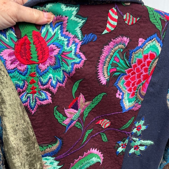 Ritu Kumar Multicolor Patchwork Embroidered Trench Boho Coat Jacket-4 - Picture 8 of 15